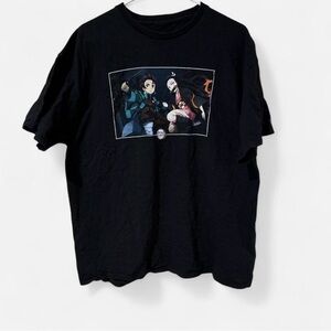 Black Graphic T-Shirt with Anime Design